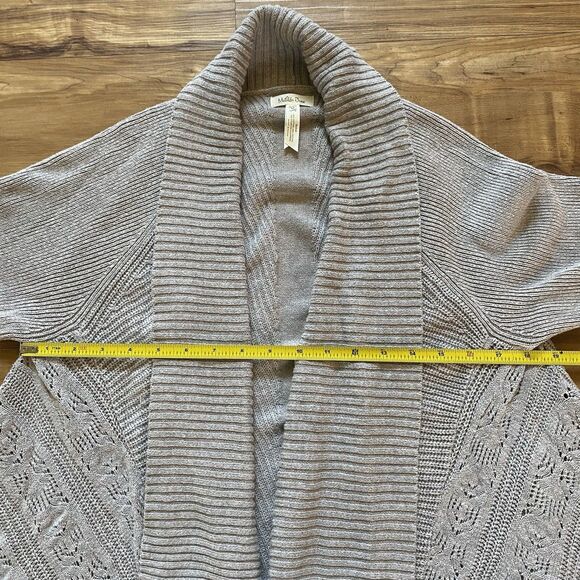 MATILDA JANE M Lets Get Away Crochet Cashmere Blend Open Cardigan Beige Boho - Picture 16 of 16